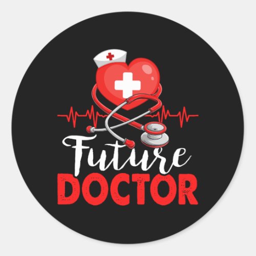 Heart Future Doctor Working Hospital Stethoscope H Classic Round Sticker