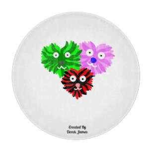 Heart Fuzzies Round Glass Cutting Board (30.4 cm)