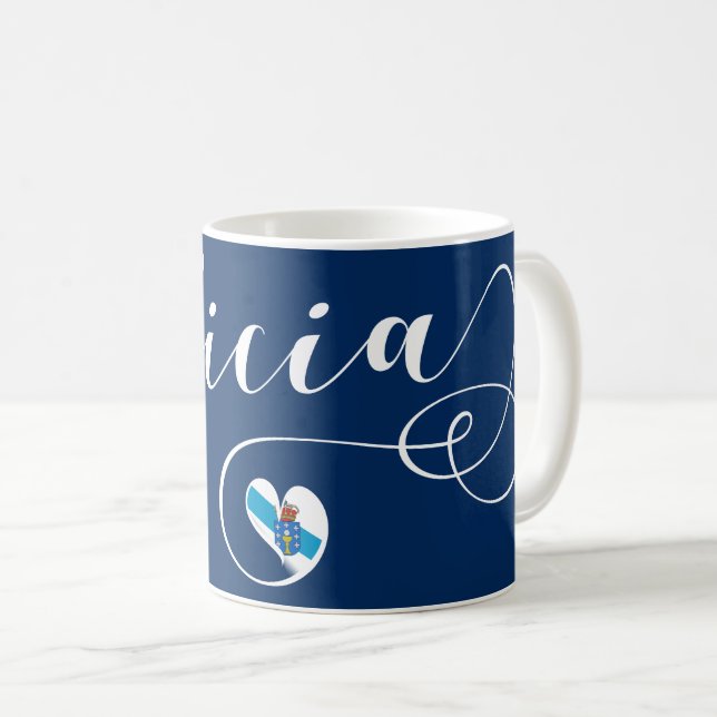 Heart Galicia Flag, Galician, Galiza Coffee Mug (Front Right)