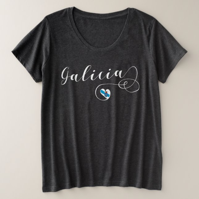 Heart Galicia Flag, Galician, Galiza Plus Size T-Shirt (Design Front)