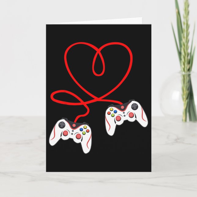Heart Game Controllers Video Gamers Gaming Valenti Card (Front)