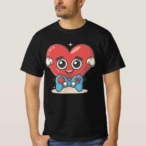 Heart Gamer Valentines Day Cute Video_game Control T_Shirt