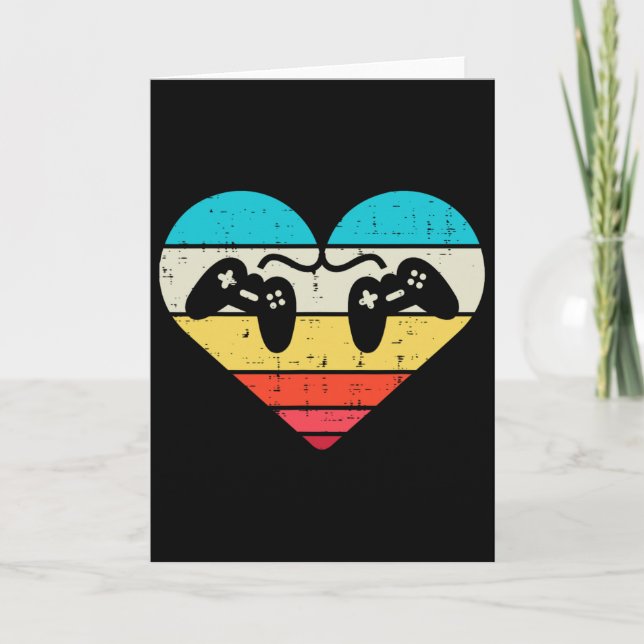 Heart Gamer Valentines Day Men Boys Girl Kids Teen Card (Front)