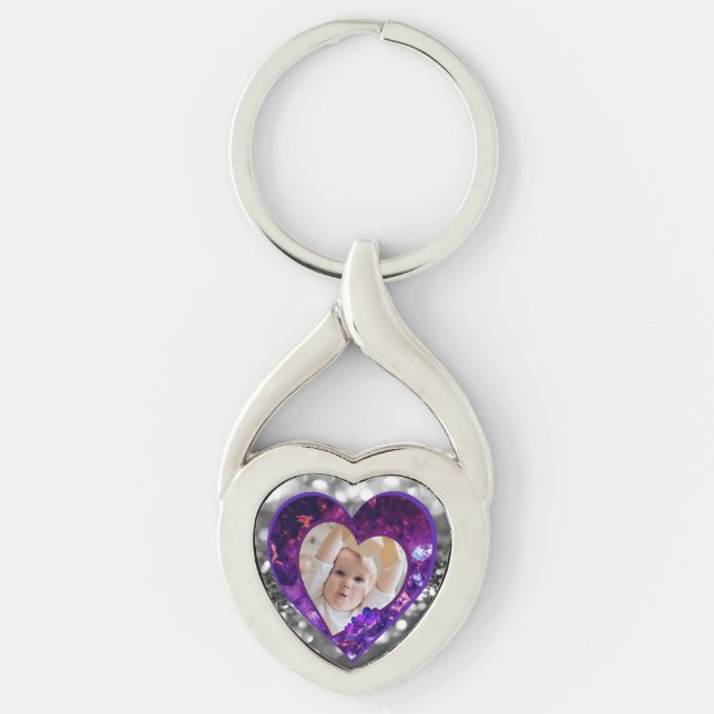 Heart gems photo  keychain (Front)