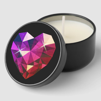 Heart Gemstone Black Mini Candle Favors
