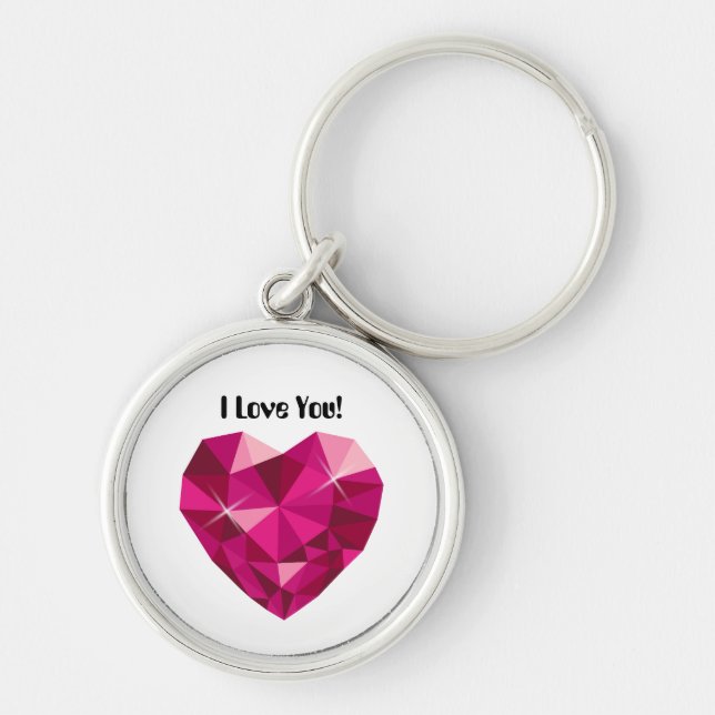 Heart Gemstone I Love You Keychain (Front)