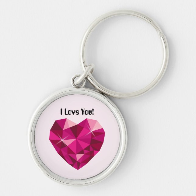 Heart Gemstone I Love You Keychain (Front)