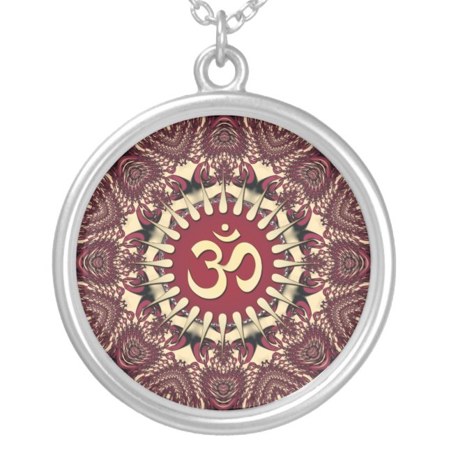 Heart Geometric Mandala Aum Symbol Necklace (Front)