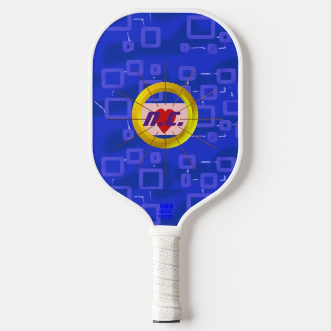 Heart Geometric Squares Pickleball Paddle (Front)