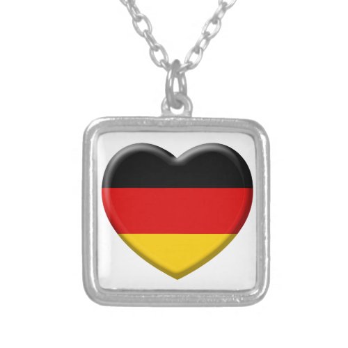 Heart German flag I like Germany Silver Plated Necklace