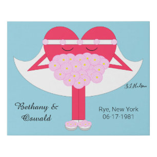 Heart Getting Married Anniversary Faux Canvas Print