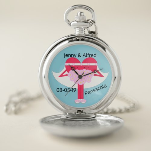 Heart Getting Married Anniversary Pocket Watch