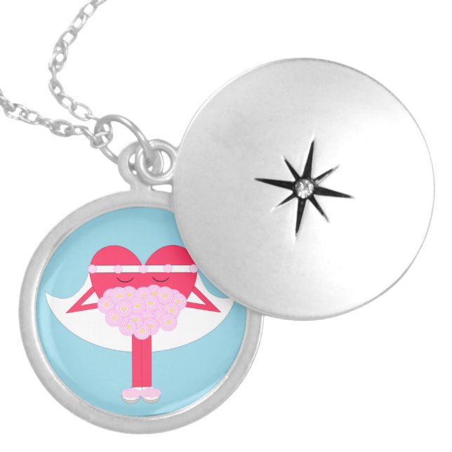 Heart Getting Married Bridal Locket Necklace (Front)