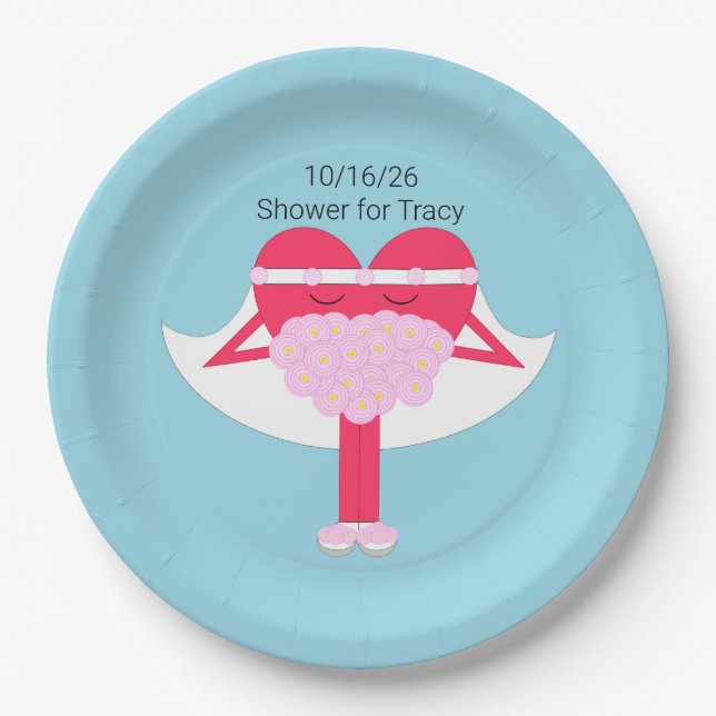 Heart Getting Married Bridal Shower Paper Plates (Front)