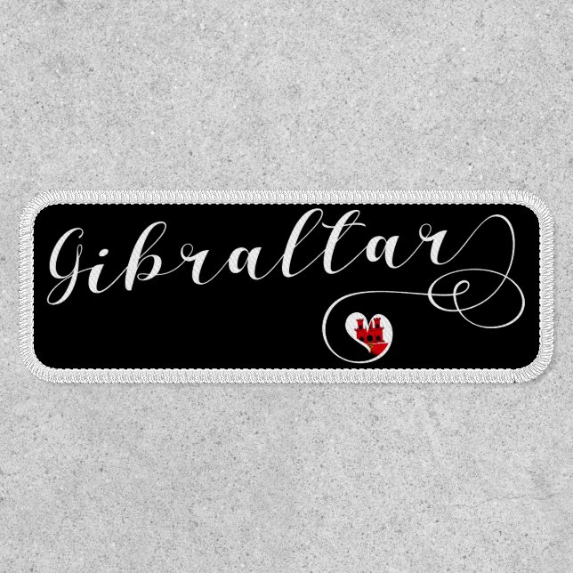 Heart Gibraltar Flag, I Love Gibraltar, Llanitos Patch (Front)