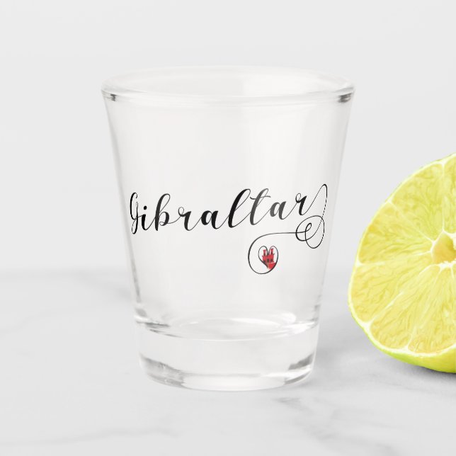 Heart Gibraltar Flag, I Love Gibraltar, Llanitos Shot Glass (Front)