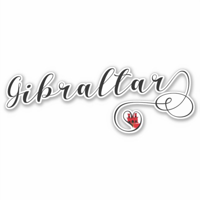 Heart Gibraltar Flag, I Love Gibraltar, Llanitos Sticker (Front)
