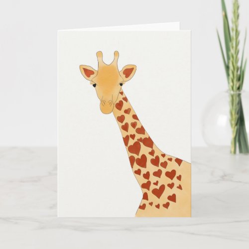 Heart Giraffe Glossy Greeting Card