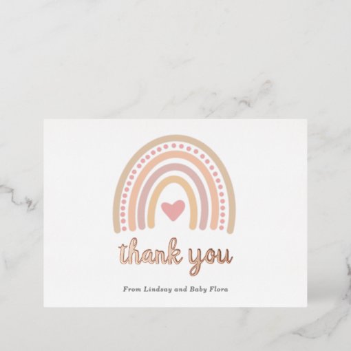 Heart Girl Boho Rainbow Baby Shower Thank You Card | Zazzle