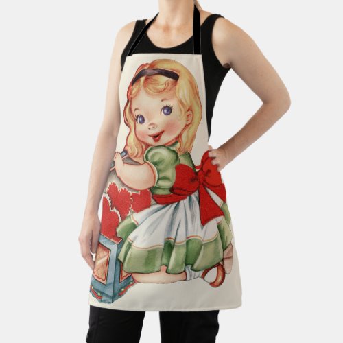 Heart Girl Child Retro Cute Children Apron