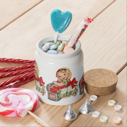 Heart Girl Child Retro Cute Children Candy Jar