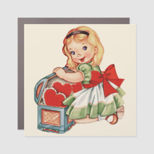 Heart Girl Child Retro Cute Children Car Magnet