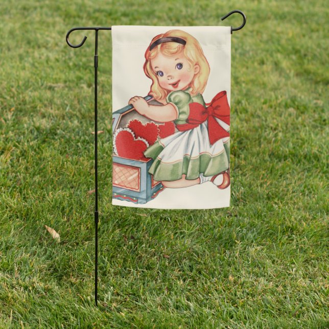 Heart Girl Child Retro Cute Children Garden Flag (In SItu)