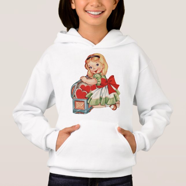 Heart Girl Child Retro Cute Children Hoodie (Front)