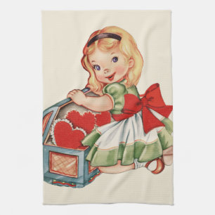 Heart Girl Child Retro Cute Children Kitchen Towel