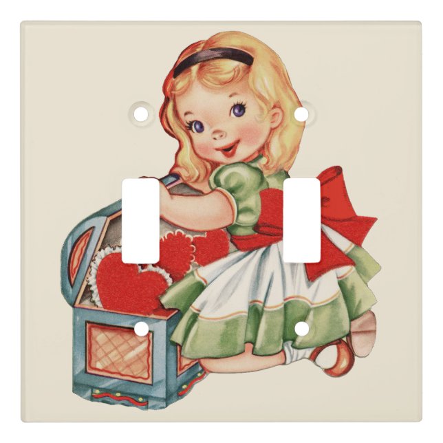 Heart Girl Child Retro Cute Children Light Switch Cover (Front)