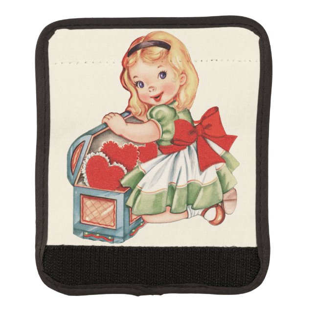 Heart Girl Child Retro Cute Children Luggage Handle Wrap (Front)