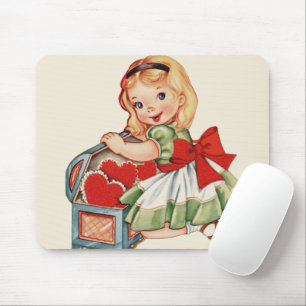 Heart Girl Child Retro Cute Children Mouse Pad