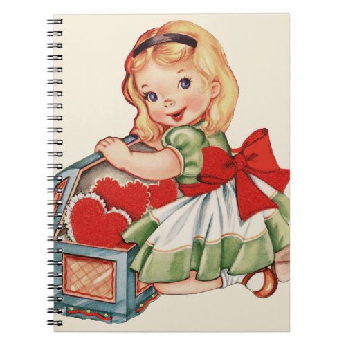 Heart Girl Child Retro Cute Children Notebook