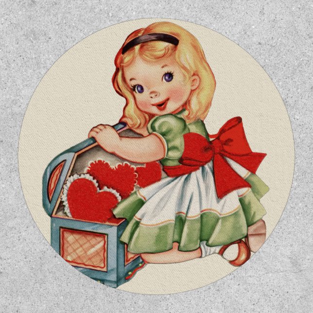 Heart Girl Child Retro Cute Children Patch (Front)