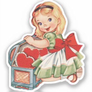 Heart Girl Child Retro Cute Children Sticker