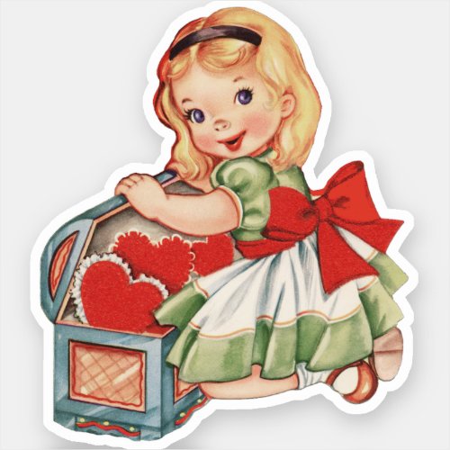 Heart Girl Child Retro Cute Children Sticker