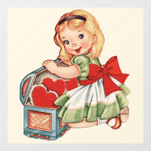 Heart Girl Child Retro Cute Children Window Cling