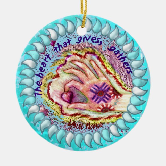 Heart Gives Gathers Christian ornament  (Front)