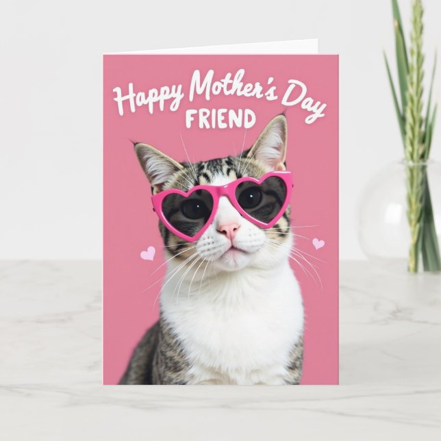 Heart Glasses Cat Day Card (Front)
