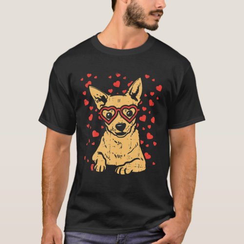 Heart Glasses Chihuahua Cute Valentines Day Chiwaw T_Shirt