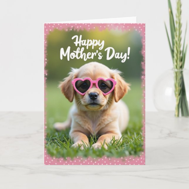 Heart Glasses Dog Moms Day Card (Front)
