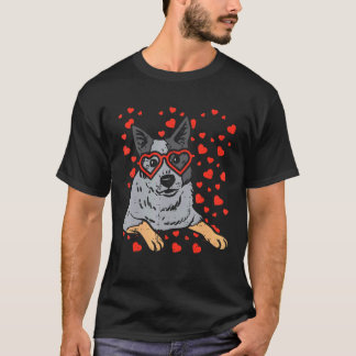 Heart Glasses Heeler Cute Valentines Day Cattle Do T-Shirt