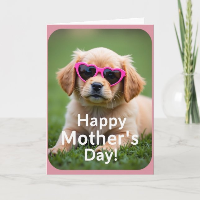 Heart Glasses Puppy Mother Card (Front)