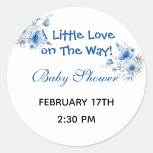 Heart Glasses Teddy Bear Blue Baby Shower  Classic Round Sticker