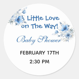 Heart Glasses Teddy Bear Blue Baby Shower  Classic Round Sticker