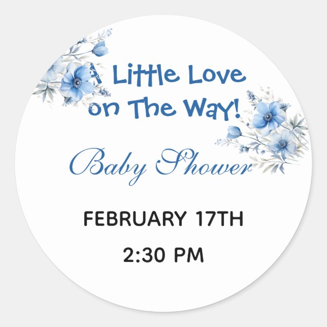 Heart Glasses Teddy Bear Blue Baby Shower  Classic Round Sticker (Front)