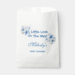 Heart Glasses Teddy Bear Blue Baby Shower Favor Bag