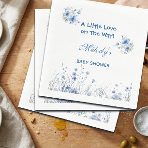 Heart Glasses Teddy Bear Blue Baby Shower Napkins