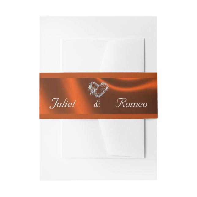 Heart & Glitter - Copper Wedding Invitation Belly Band (Front Example)