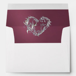 Heart & Glitter on Lavender with Monogram Wedding Envelope
